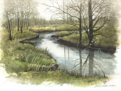 Gail Guth • <em>Early May, Cedar Creek</em> • Watercolor and gouache • 15“×11“ • NFS