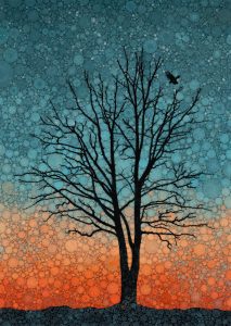 Daniel McPheeters • <em>Twilight Crowflight</em> • Mixed media on panel • 17“×24“ • $200.00<a class="purchase" href="https://state-of-the-art-gallery.square.site/product/daniel-mcpheeters-twilight-crowflight/338" target="_blank">Buy</a>