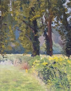 Diana Ozolins • <em>Three Cottonwoods in Goldenrod</em> • Oil on canvas • 16“×20“ • $550.00<a class="purchase" href="https://state-of-the-art-gallery.square.site/product/diana-ozolins-three-cottonwoods-in-goldenrod/435" target="_blank">Buy</a>