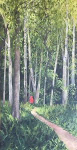 Patty L Porter • <em>Monkey Run Red</em> • Oil on canvas • 19¾“×37½“ • $1,100.00<a class="purchase" href="https://state-of-the-art-gallery.square.site/product/patty-l-porter-monkey-run-red/422" target="_blank">Buy</a>