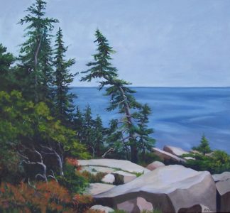 Patty L Porter • <em>Schoodic I ~ Acadia National Park</em> • Oil on canvas • 23¼“×21½“ • $650.00<a class="purchase" href="https://state-of-the-art-gallery.square.site/product/patty-l-porter-schoodic-i-acadia-national-park/420" target="_blank">Buy</a>
