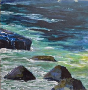 Diana Ozolins • <em>Schoodic Rock Study</em> • Acrylic on canvas • 12“×12“ • $50.00<a class="purchase" href="https://state-of-the-art-gallery.square.site/product/diana-ozolins-schoodic-rock-study/568" target="_blank">Buy</a>