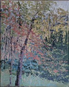 Diana Ozolins  • <em>Back Yard Reveries October</em> • Oil on canvas • 8“×10“ • $50.00<span class="sold"></span>